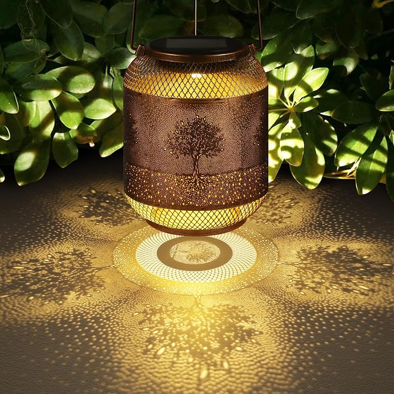 Solar Lantern Outdoor Hanging Lights Christmas Birthday Gifts for Women Mom and Grandma Butterfly Flower Metal Garden Decor Outside Waterproof LED