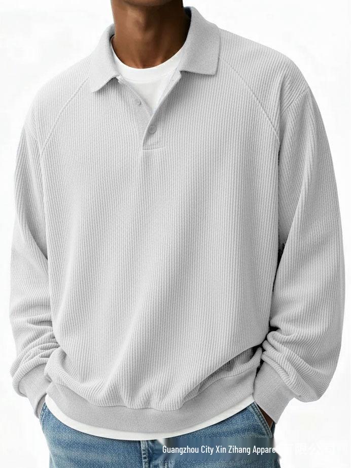 Men's Textured Lapel Casual Knitwear for Autumn and Winter