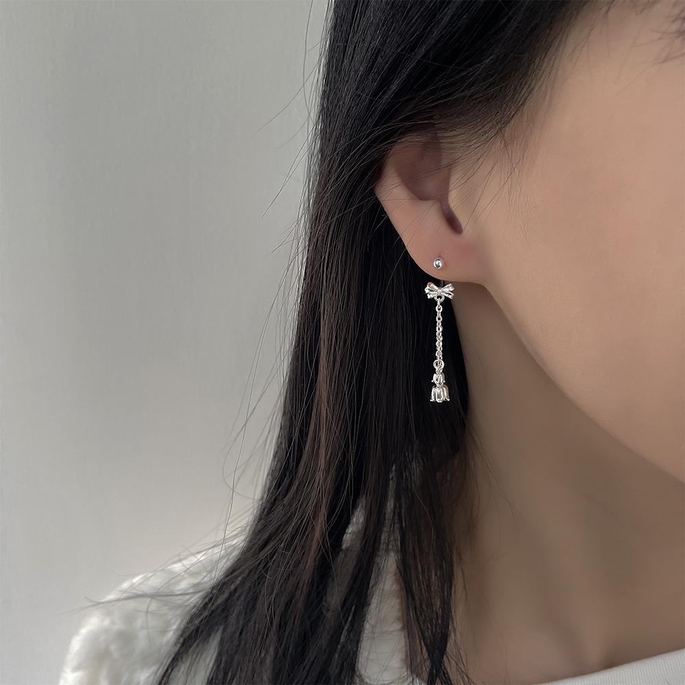 Elegant Lotus Tassel Earrings - Chinese Style Flower Danglers