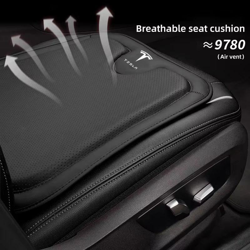 CREKH1 Nappa Leather Car Seat Cushion For Tesla Model S X Y Juniper 3 Highland Cybertruck Breathable Seat Cover Car Interior Accessorie