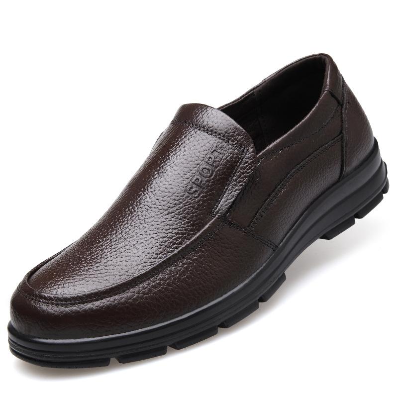 

Весенняя мужская повседневная обувь кожаная мягкая подошва нескользящая обувь для среднего и пожилого возраста дышащая кожаная обувь обувь для папы первый слой коровьей кожи одинарная обувь 45