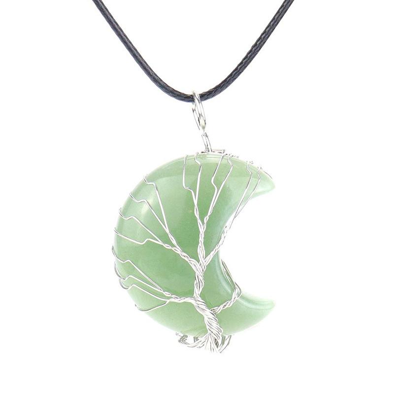 Handmade Winding Moon Natural Stone Winding Tree Of Life, Necklace, Fortune Tree Necklace N535
