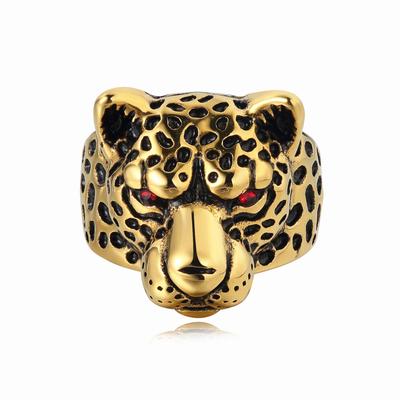 2026 Jewelry European and American Personality Retro Leopard Head Cheetah Men's Ring Jewelry Party Jewelry