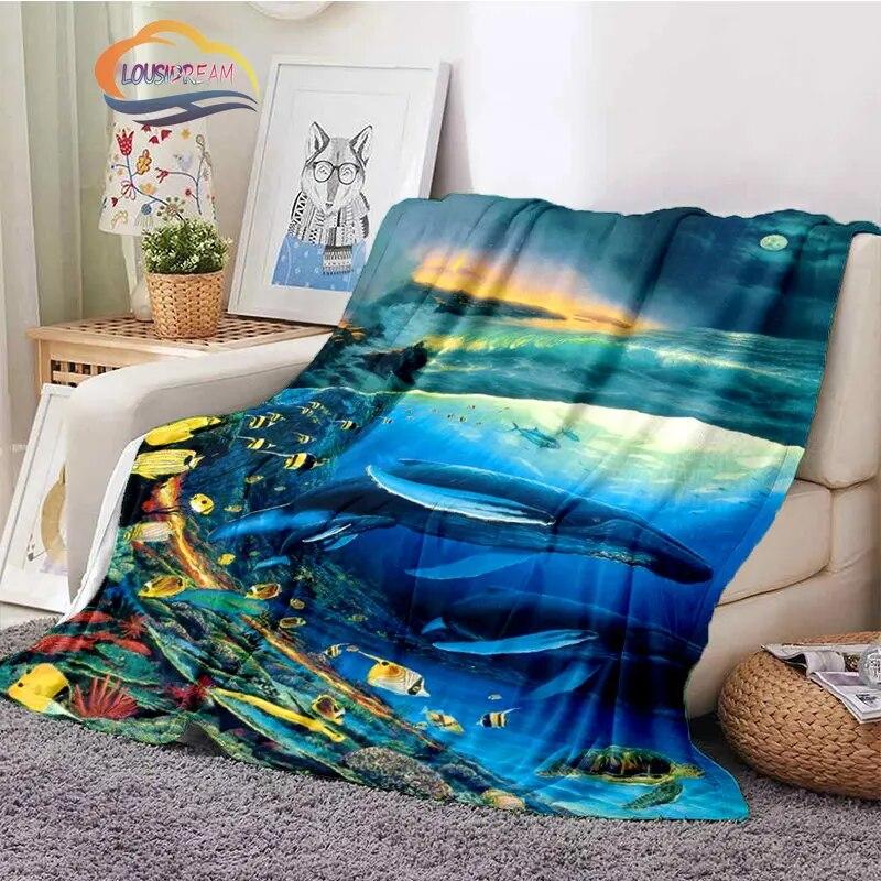 Sea Animal World Series Blanket Cute Oceanic Dolphins Super Soft Delphinids Pattern Sofa Bed Children's