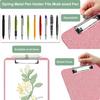 1 Pcs Clear Glitter Clipboards, Plastic Clipboard with Pen Holder, Size 8.85 x 12.4 in Shiny Clipboards with Low Profile Clip, Cute Hanging Clipboard