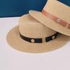 2025 Women's French Flat-Top Straw Hat for Large Heads, Wide Brim, Perfect for Beach Holidays and Sun Protection, Plus Size Woven Design.