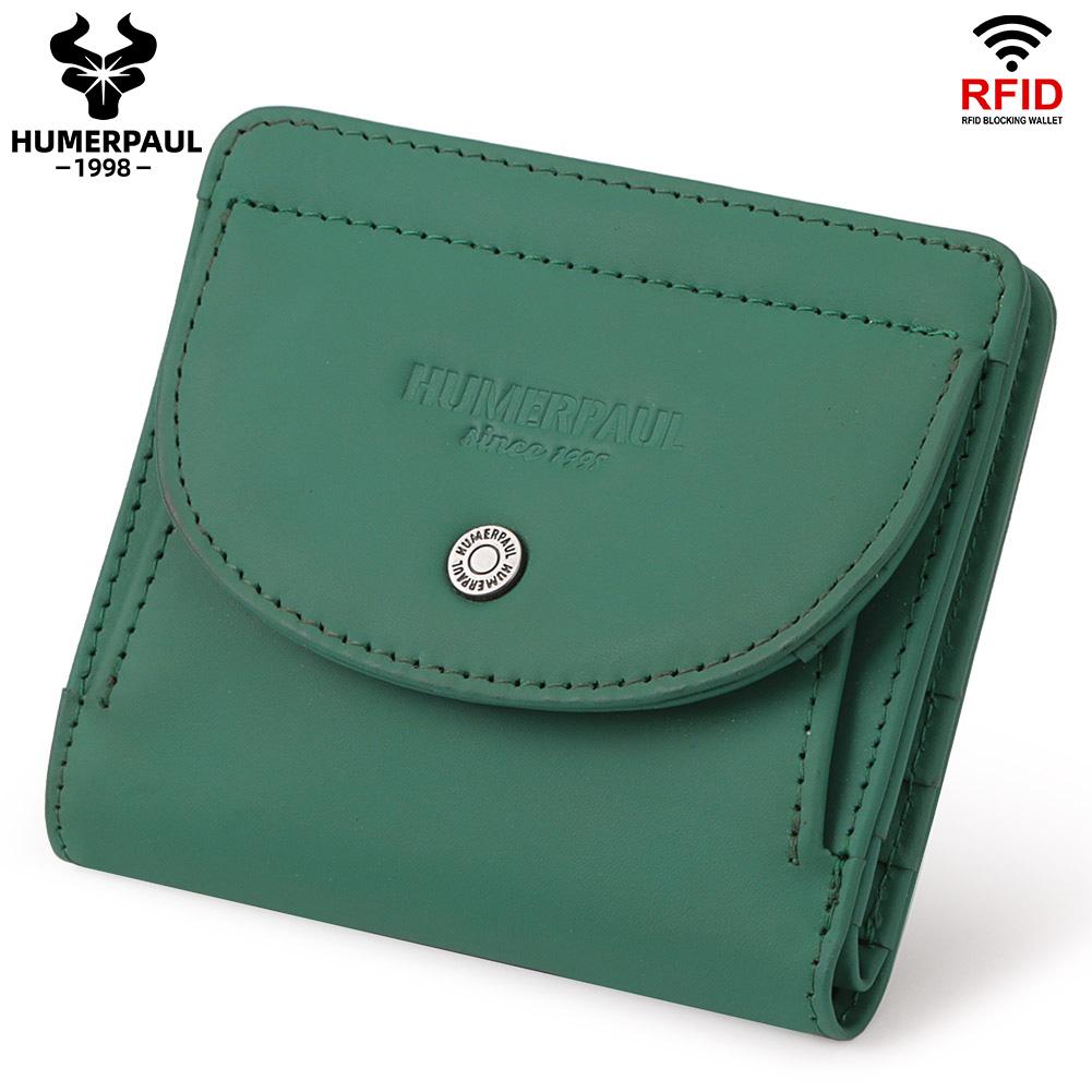 Humerpaul Ladies Clutch First Layer Cowhide Wallet Thin Wallet Large Capacity Coin Bag with Photo Window Coin Purse