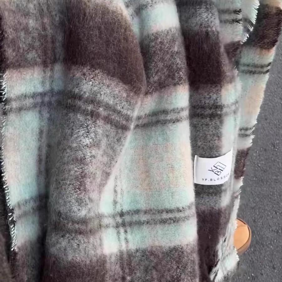 2025 Sea Salt Blue Korean Style Plush Scarf: Cozy Autumn/Winter Women's Shawl, Perfect Warm Gift for Girls