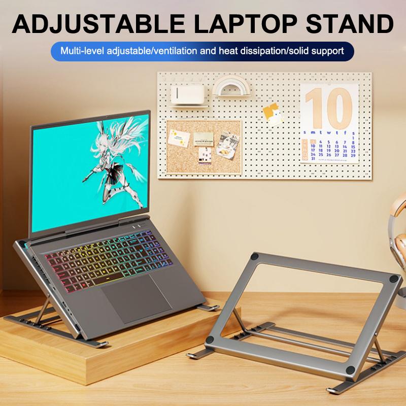 Foldable Iron Laptop Stand Multi Angle Adjustment Anti Slip Pads For Home Office Daily Use