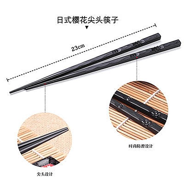 1Pair Japanese chopsticks Black Sushi Fast Food Noodles chop sticks Korean Tableware Kitchen Bar Supplies Chinese Cutlery
