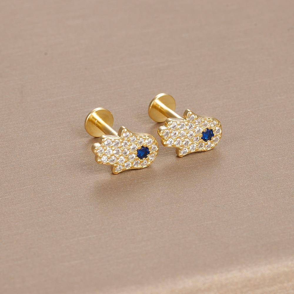 Klasyczny złoty kolor ręka ze stali nierdzewnej wąż stadniny kolczyki dla kobiet mała cyrkonia Punk Helix chrząstka Piercing biżuteria nowość