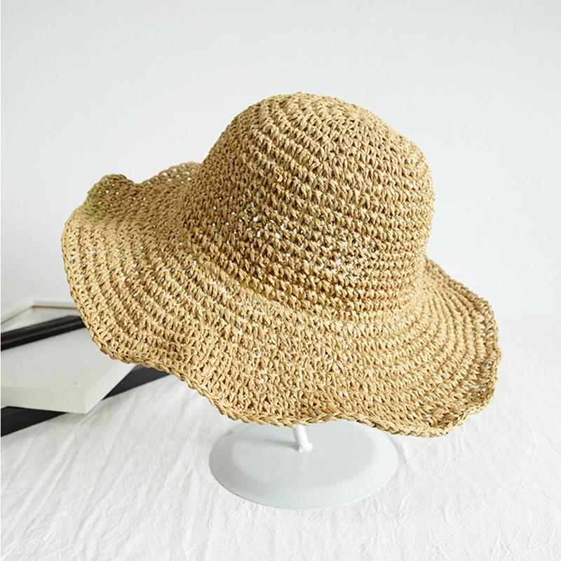 ins large brim straw hat summer beach vacation breathable sunscreen hat women's UV protection sunshade fisherman hat