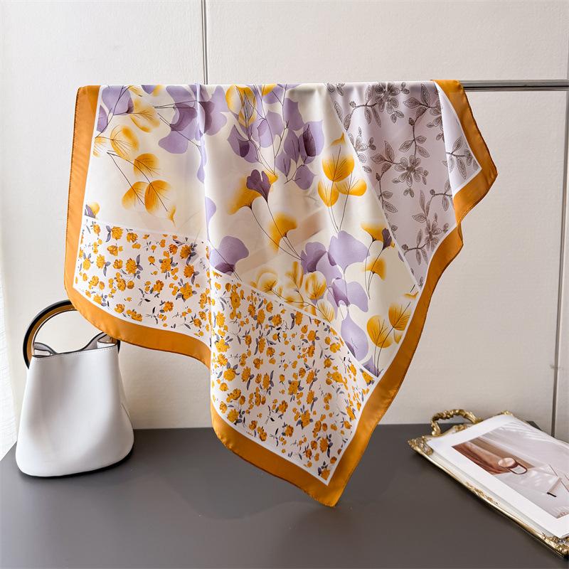 

Принт Искусственный шелк Платок Квадратный платок Шаль высокого класса Универсальный Шейный Маленький квадратный платок Головной платок Unilateral 66-70CM