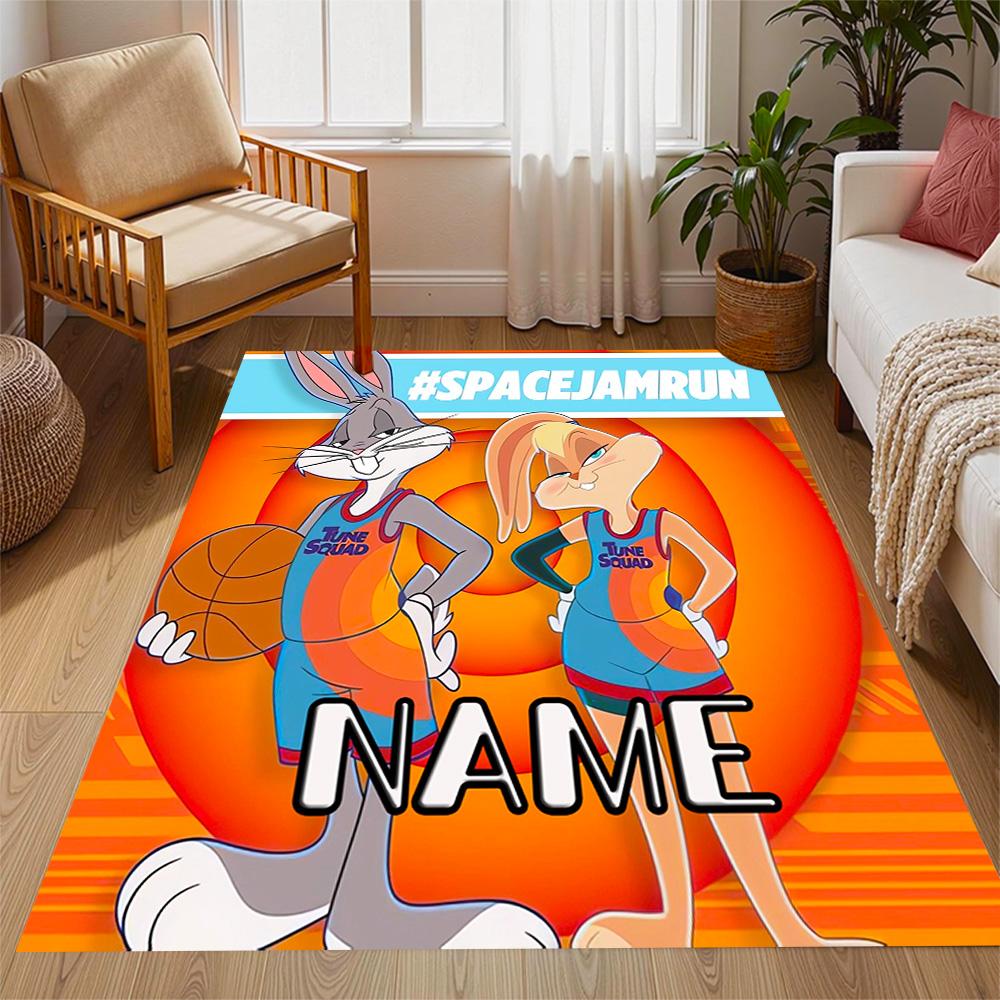 Looney Space Jam Run Event Customizable Name Floor Mat Suitable for Decorate room Balcony Entryway Dining Room Anti-slip Rug Anime Office Decor