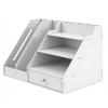 Desktop File Organizer PVC Space Saving Desk Organizer Shelf with Drawer for School Home Office Supplies B