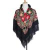 Ethnic Turban Head Wrap Scarf Women Vintage Travel Printed Tassel Shawl Outwear Printed Square Scarf
