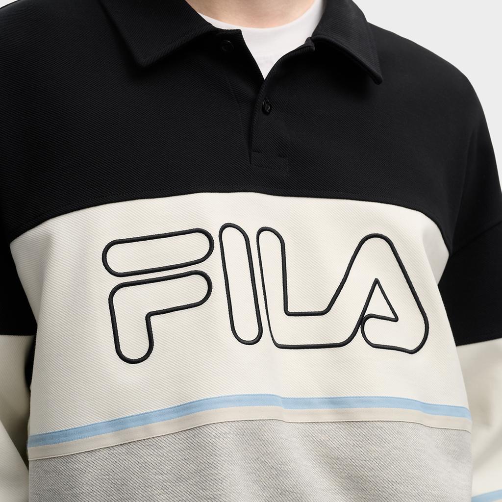 Fila Original Fashion Classic Retro Versatile Comfortable Knitted Long Sleeve Polo Shirt Men Tops F11M549209FBK