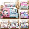 Cartoon Einhorn Bettbezug Set KingQueen Größe Niedlich Rosa Blau Märchen Tiere Polyester Bettwäsche Set für Mädchen Kinder