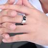 925 Sterling Silver Men's & Women's Open Ring with Black Agate - Elegant and Unique Design