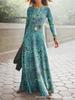Europäisches und Amerikanisches Grenzüberschreitendes Ethnisches Print High-Waist Langarm Oversized Kleid