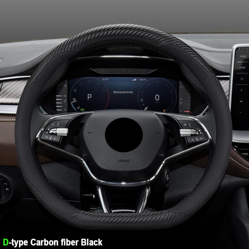 High Quality Leather Car Steering Wheel Cover Wrap for Skoda Octavia Rapid Superb Fabia Kodiaq Kamiq Anti-Slip Auto Accessories