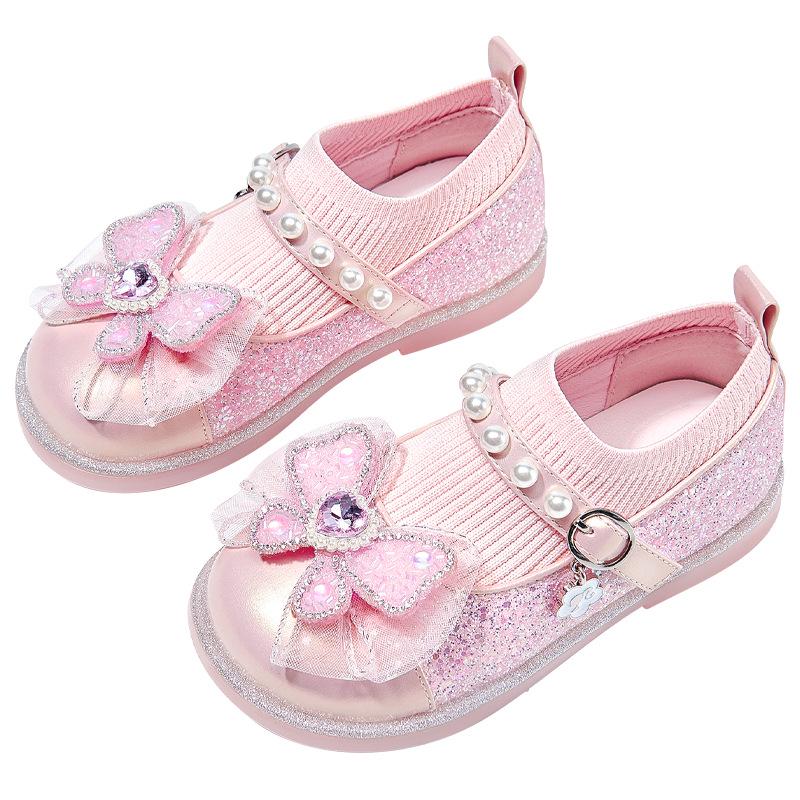 

Stylish Princess Shoes: 2025 Autumn Crystal Leather for Girls 30 розовый
