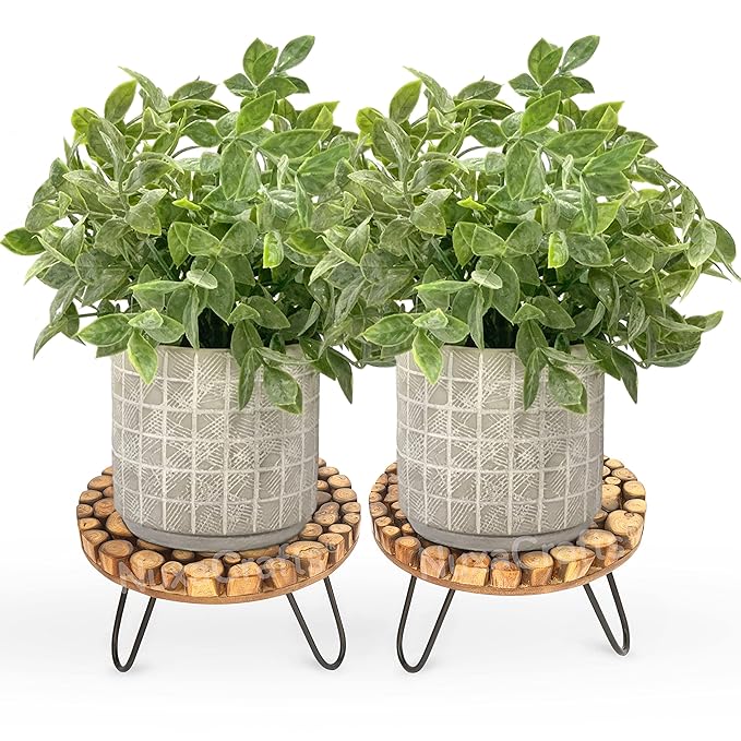 Plant Stand For Balcony, Garden, Home Decor, Living Room – Wooden/Round Pot/Plant Holder For Terrace, Set of 2