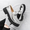 Fashion Fashionable Advanced Leather Casual Slip on Non-slip Metal Buckle Decoration Men's Trendy Celebrity Hairstylist  Loafer Shoes