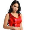 Crop top fără mâneci metalic strălucitor pentru damă, tricou pentru dans disco, bluză, vestă, îmbrăcăminte de club