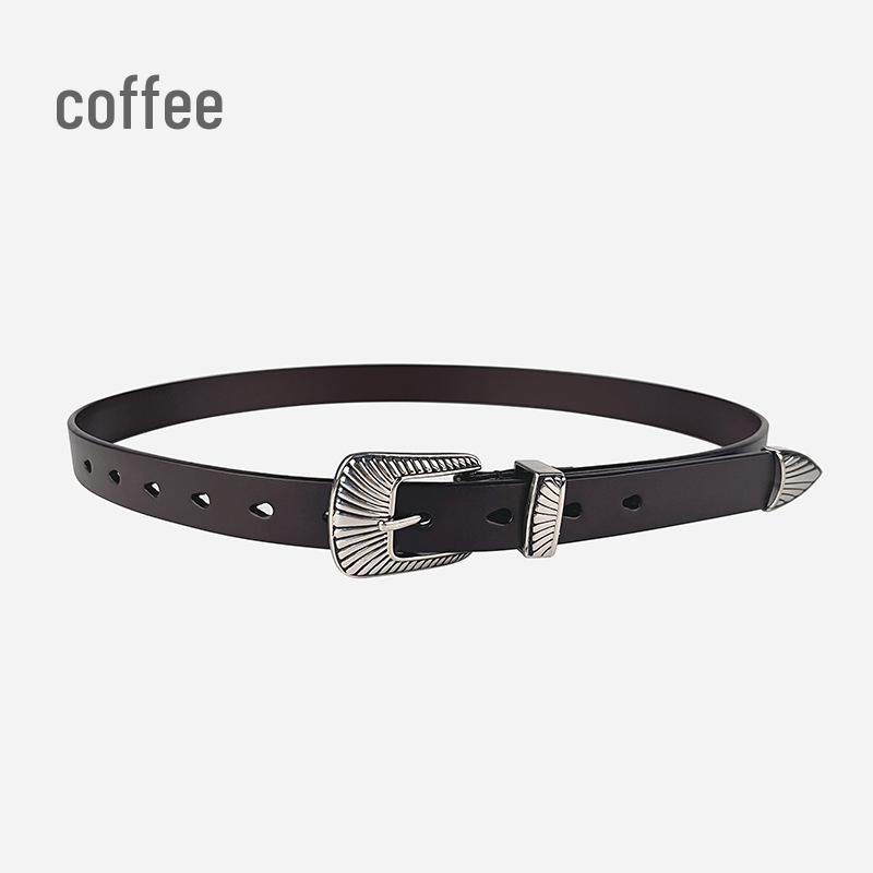Vintage Women's Cowhide Leather Belt - Versatile Fashion for Casual Pants & Jeans