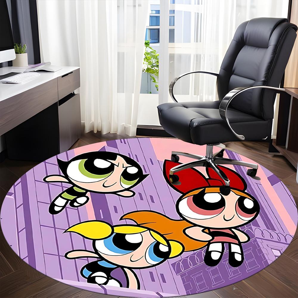 1pc Powerpuff Girls Office Round Area Rug, Under Office Chairs Bedroom Living Room Home Decor  A1022193