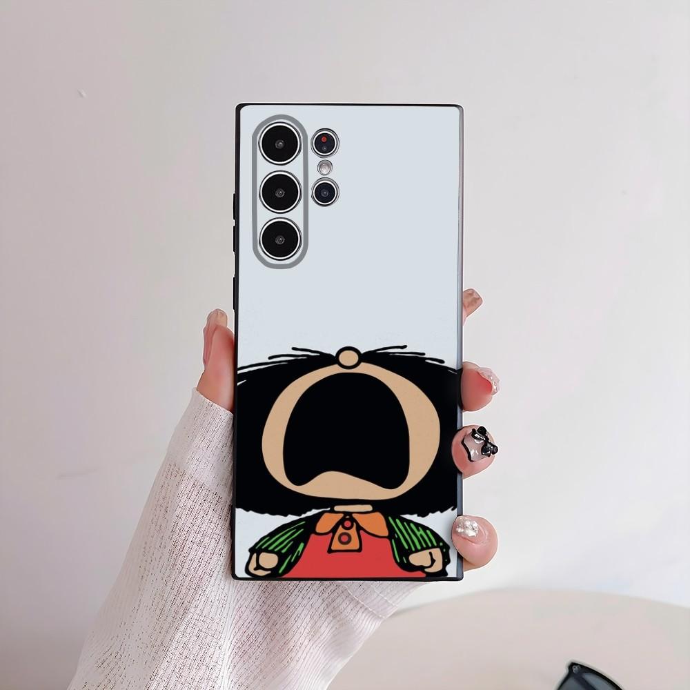 Cartoon M-Mafalda Cute Girl Phone Case For Samsung Galaxy S25 S24 S22 S23 Ultra S21 S20 Plus 5G Frosted Non-Slip Full Soft Cover