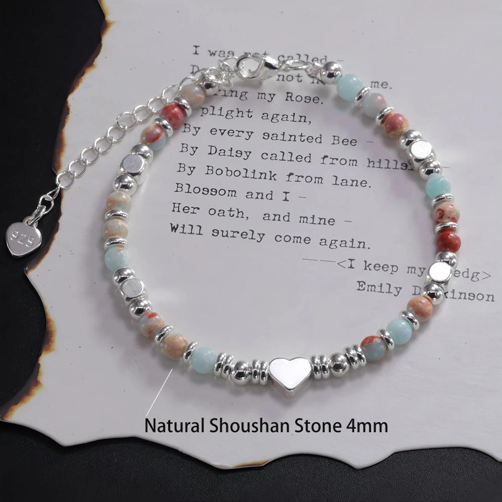925 Silver Double Love Heart Hollow Beads Bracelet Adjustable Romantic Jewelry for Women Fashion Classic
