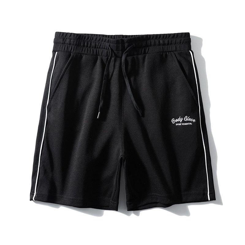 Foreign Trade Export to Domestic Sales American Embroidery Knitted Sports Shorts Men s Summer Fifth Pants Foreign Trade Men s Casual Pants Black S