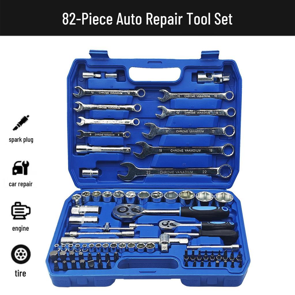 46-Piece Ratchet and Socket Wrench Set for Car and Motorcycle Repair