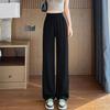 Plus Size 3XL 4XL Sweatpants Jogger Women Wide Leg Pants Retro High Waist Solid Elastic Woman Pant Black Loose Long Trouser