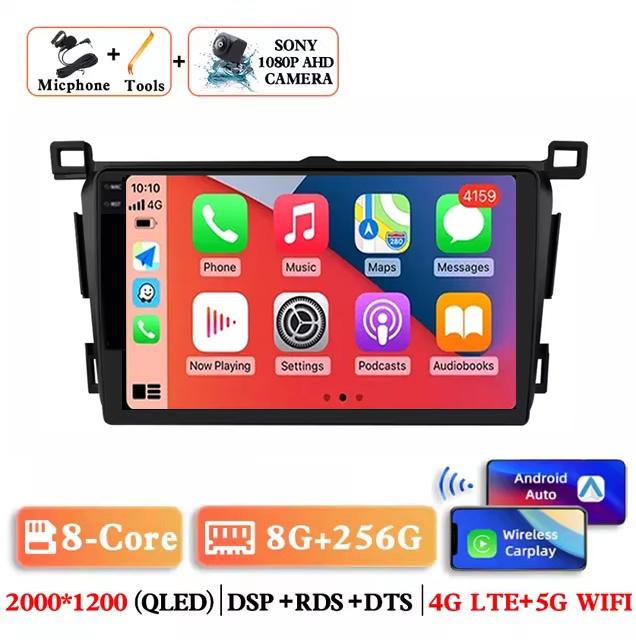 Android 14 Wireless Carplay Auto Car Radio for Toyota RAV4 Rav 4 2013 - 2018 Multimedia Player Navigation GPS 4G+WIFI Stereo RDS