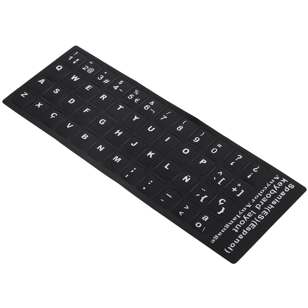 Keyboard Sticker Spanish Waterproof Black Background for 10in To 17in Laptop Notebook Desktop Computer