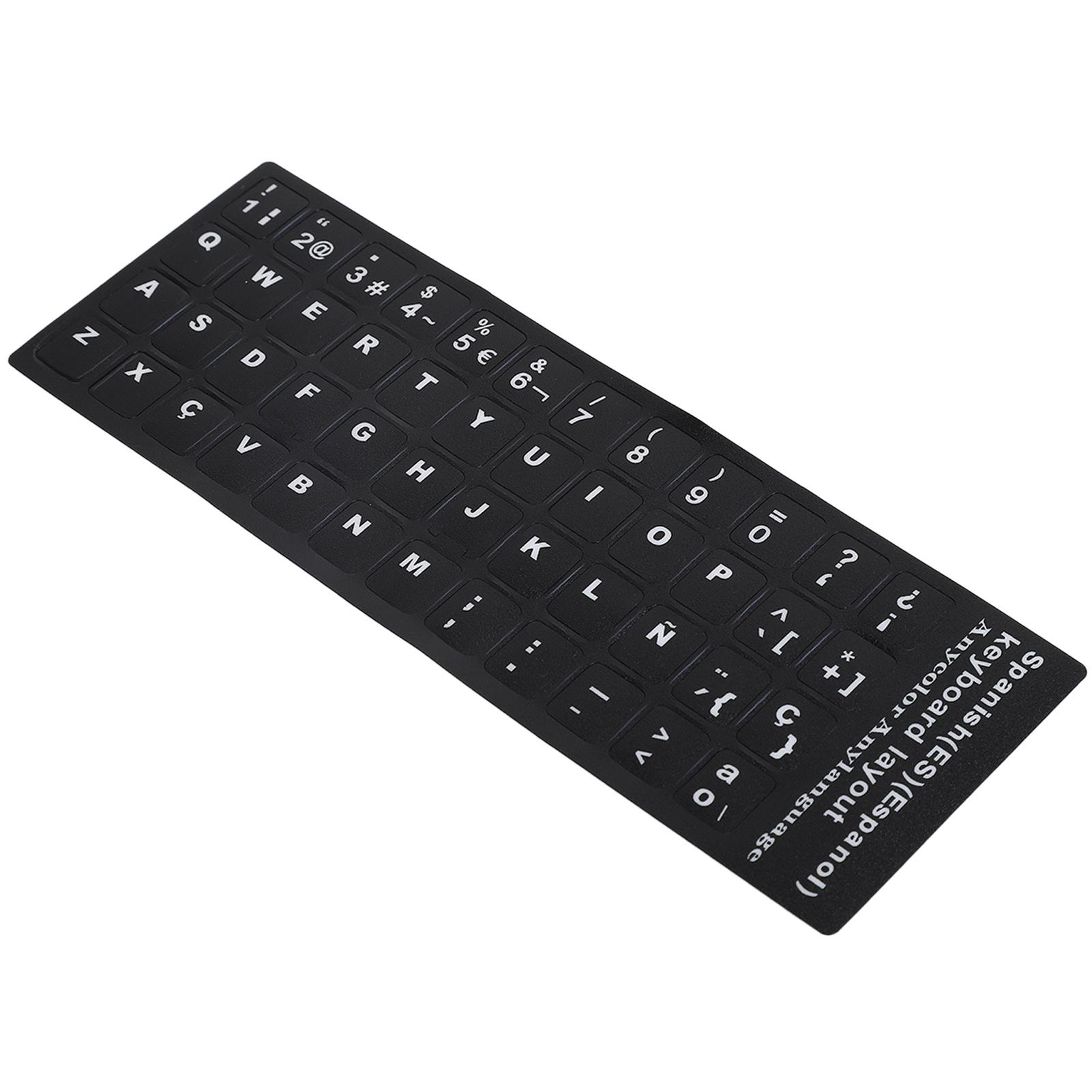

Keyboard Sticker Spanish Waterproof Black Background for 10in to 17in Laptop Notebook Desktop Computer