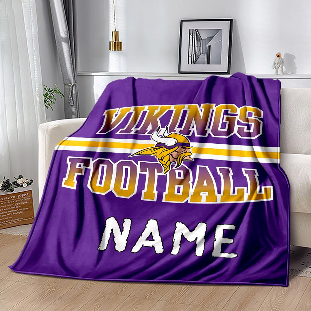Vikings Football Jersey Personalized Text Blanket Lightweight Customizable Blanket Warmthful Decor for Chair Home Decor Picnics Nap