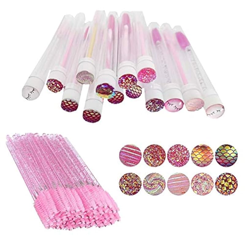 60 Pcs Colorful Lash Disposable Mascara Brushes Diamond Eyelash Spoolies Makeup Brush Mascara Wand In Sanitary Tube Lash Supplies
