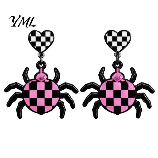 Lightweight Acrylic Jewelry 1 Pair Halloween Theme Earrings for Women, Gothic Pink Spider Party Accessories Dangle Drop Earrings, Spooky Holiday