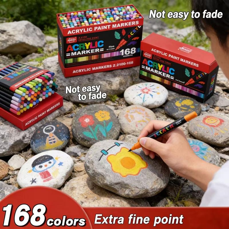 36-168 Colors Acrylic Paint Pen Markers Acrylic 0.7mm Tip Paint Markers Set for Wood Rock Painting Canvas Gift DIY Crafts Art