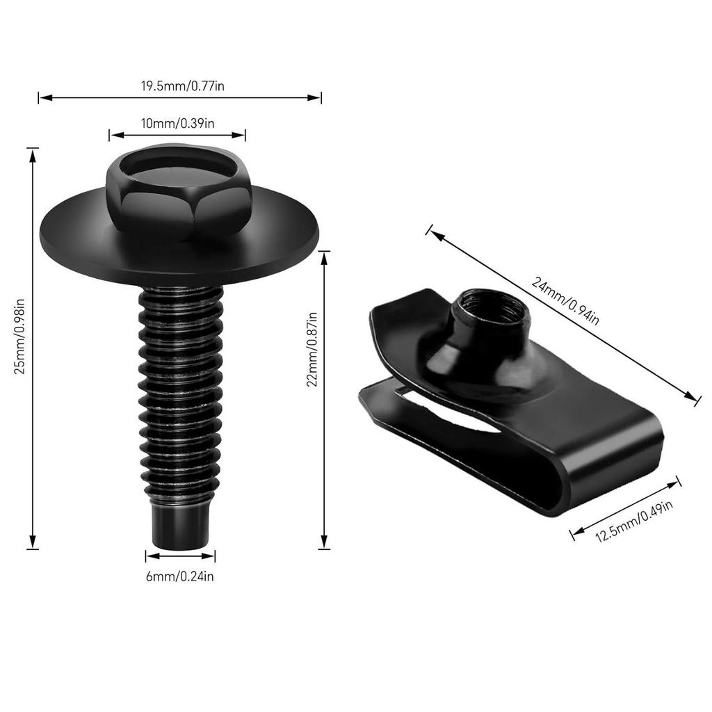 Toyota Car Body Interior & Exterior Panel M6 Washer Screw Set