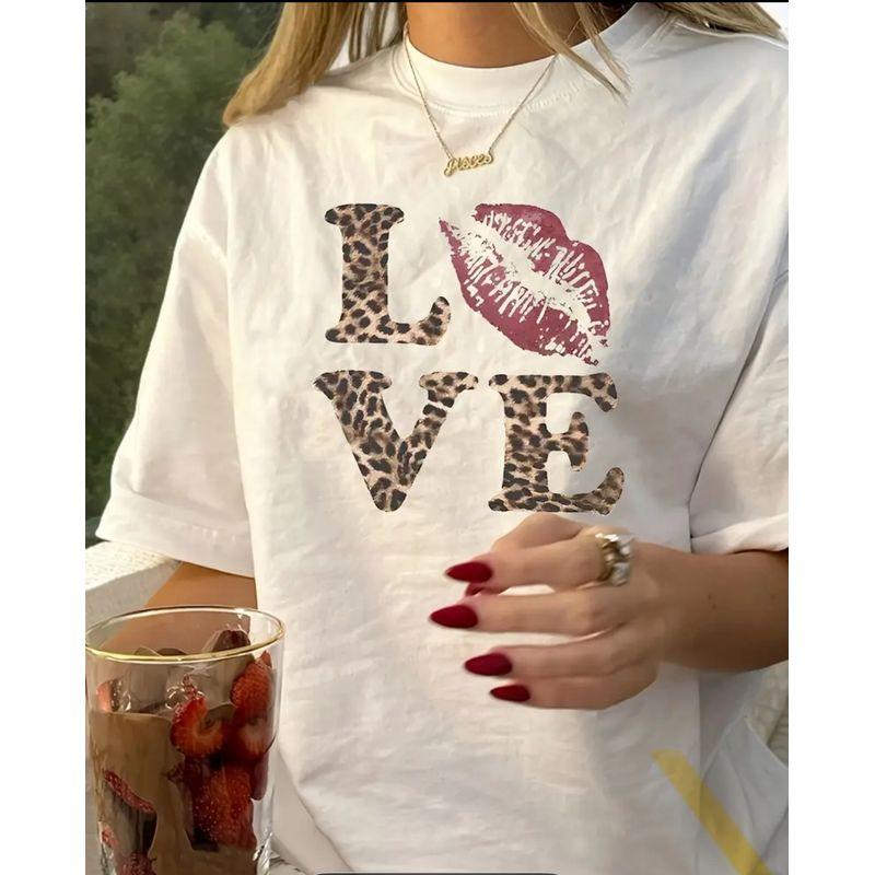 Western Style New Fashion Casual Loose Print Short sleeve Cotton T-shirt Top Loose Printed T-shirt