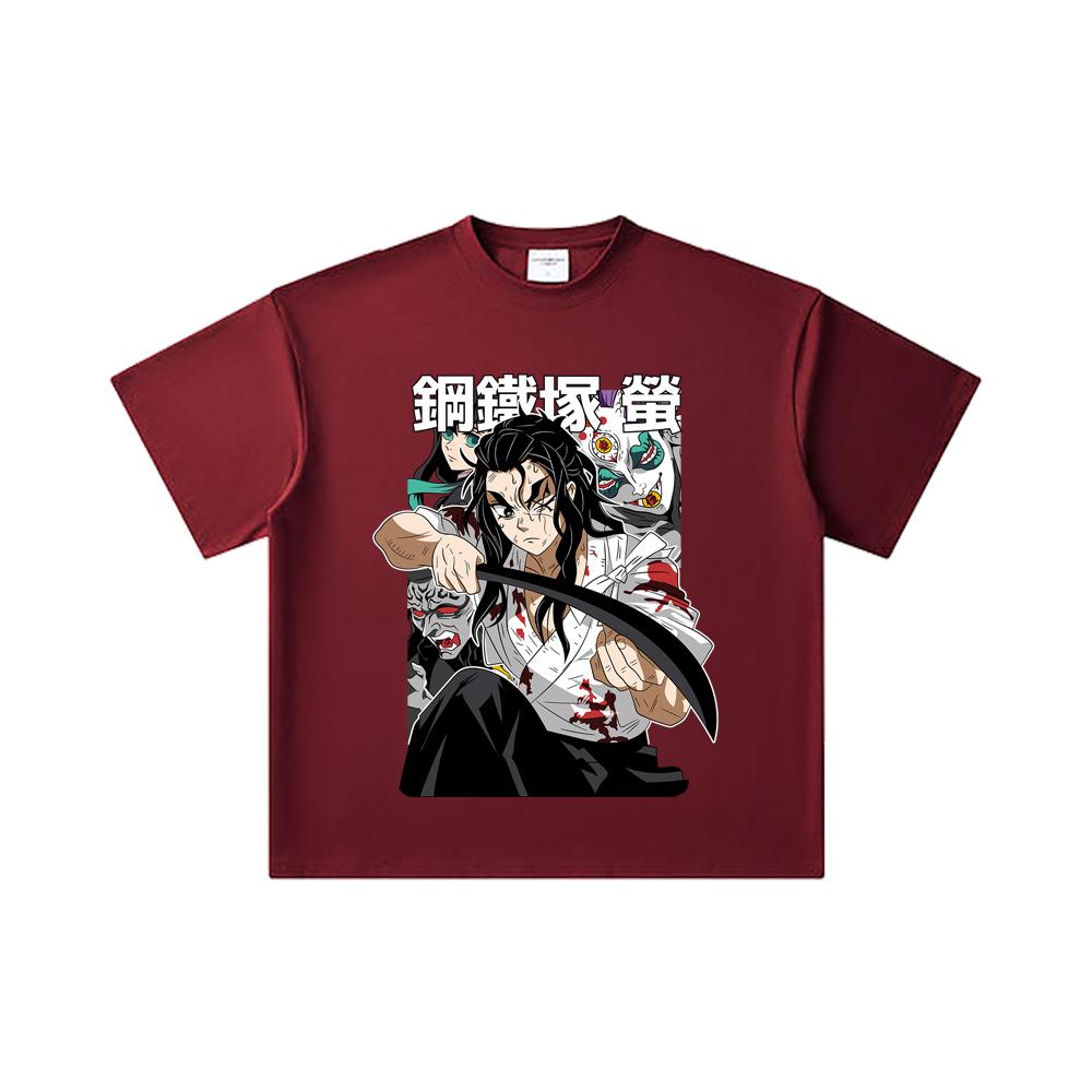 260 GSM Double Yarn 32 Count 100% Cotton Demon Slayer V27 Haganezuka Print Unisex Heavy Cotton T Shirt