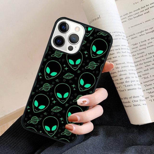 Cartoon Alien Phone Case Cover For iPhone 17 Air 16 15 14 Plus 12 13 Pro Max Coque Shell Fundas