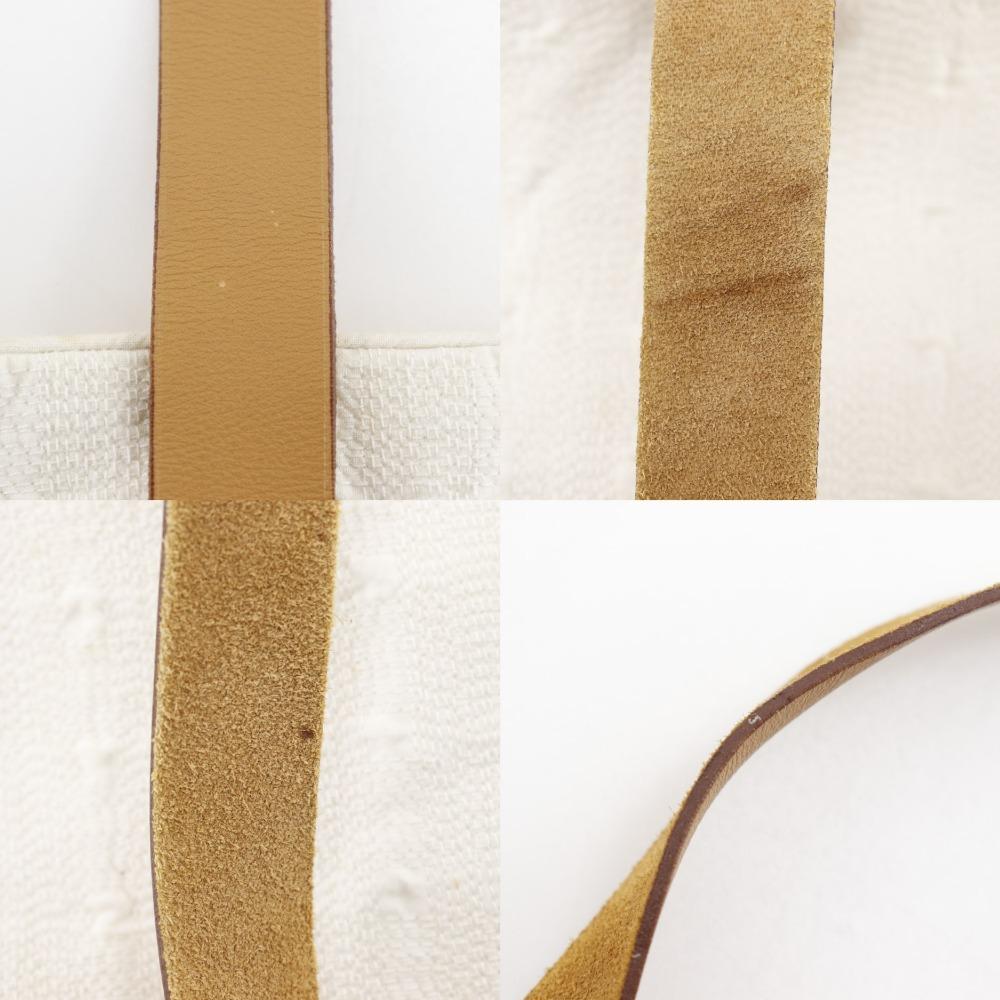 Hermes Amedaba Tote GM Handbag White Cotton Unisex Used