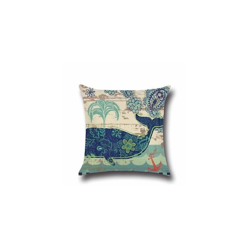 High-quality Linen Marine Animal Pillow Cushion Cover With Timeless Sea Creature Art