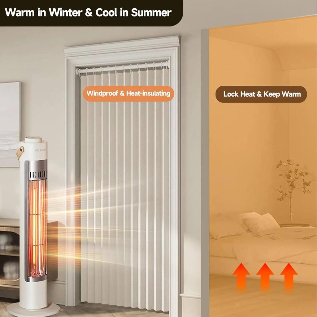 Pleated Folding Door Curtains Natural Blackout Room Valance Curtains with Hooks for Door Way, Accordion Style Closet Privacy